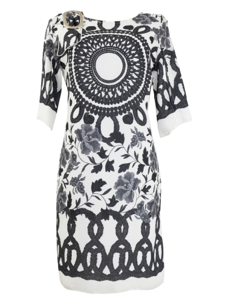 Vestido Senhora Branco e Preto