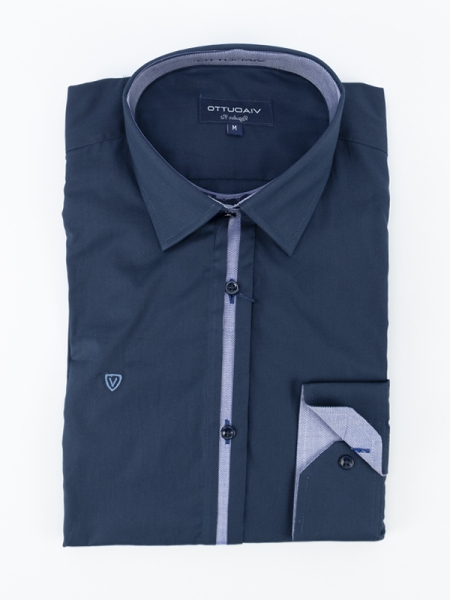 Camisa Clássica Azul Escuro