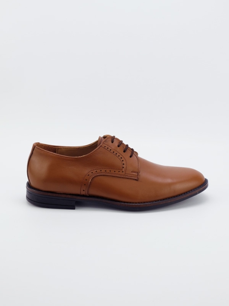Sapatos homem em pele, cor camel, sola em borracha, cerimónia