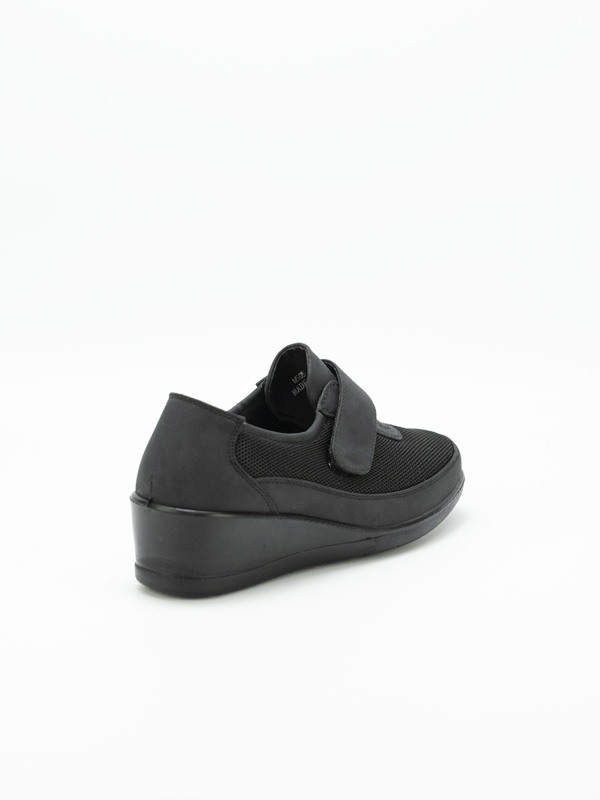 Sapato Senhora Cunha Preto Velcro e Rede