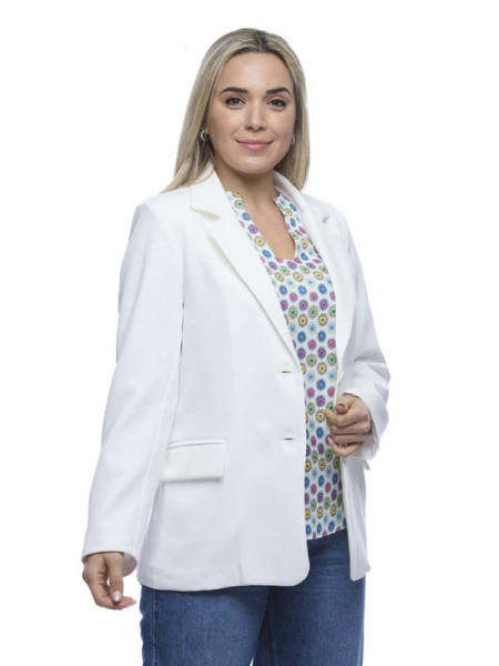 Blazer cor branco, cor azul escuro, dois botões