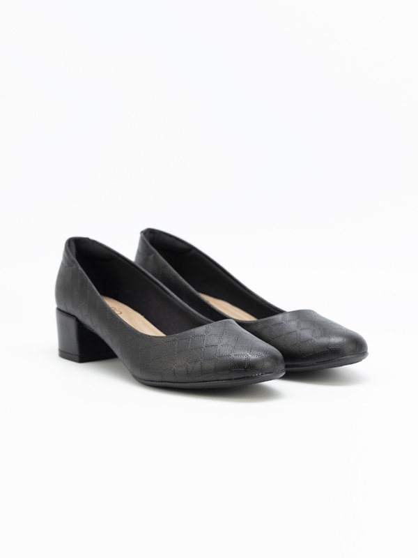 Sapatos salto baixo, cor preto, conforto, sola flexível, beira rio