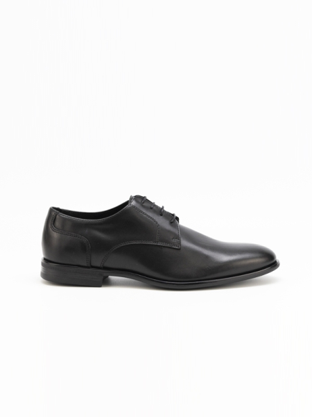 Sapatos homem, pele lisa, cor preto, atacadores