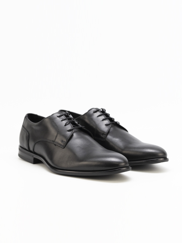 Sapatos homem, pele lisa, cor preto, atacadores