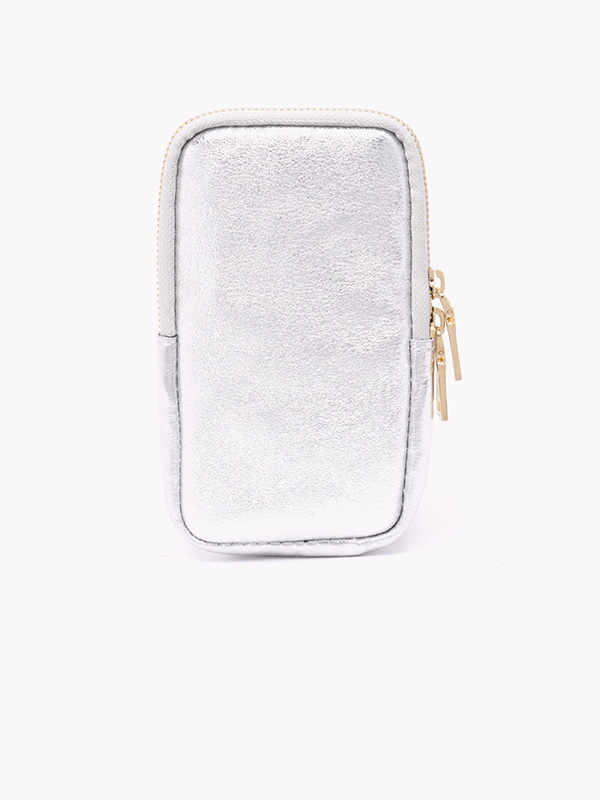 Bolsa tiracolo, telemóvel, prata metalizado