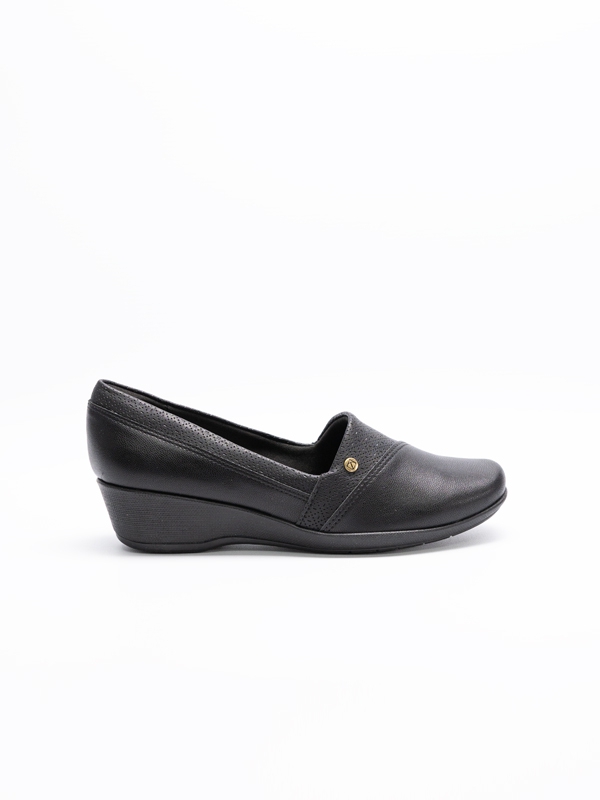 Sapatos Piccadilly, conforto, cunha, cor preto, fechado