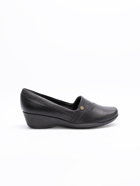 Sapatos Piccadilly, conforto, cunha, cor preto, fechado