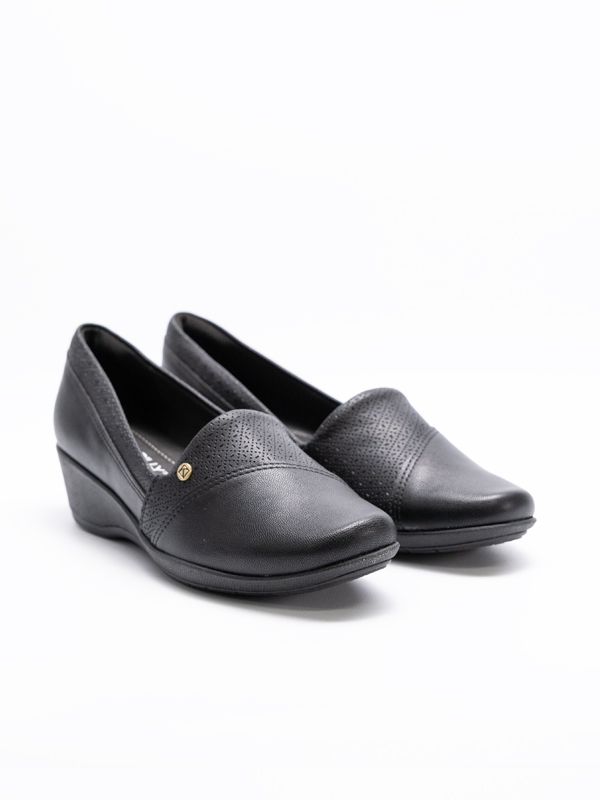 Sapatos Piccadilly, conforto, cunha, cor preto, fechado