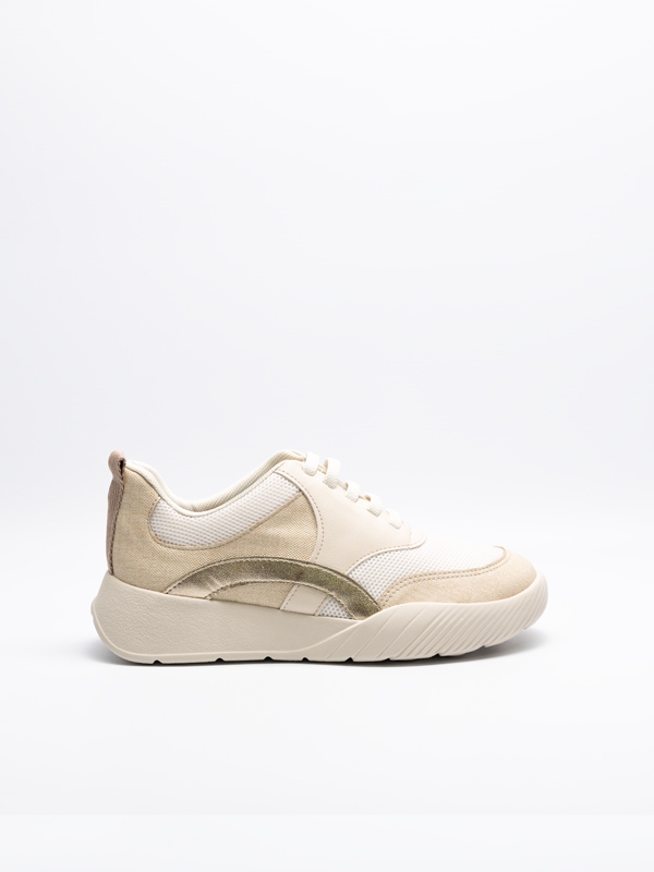 Sapatilhas Piccadilly, leves, linha conforto, cor bege, sem atacador