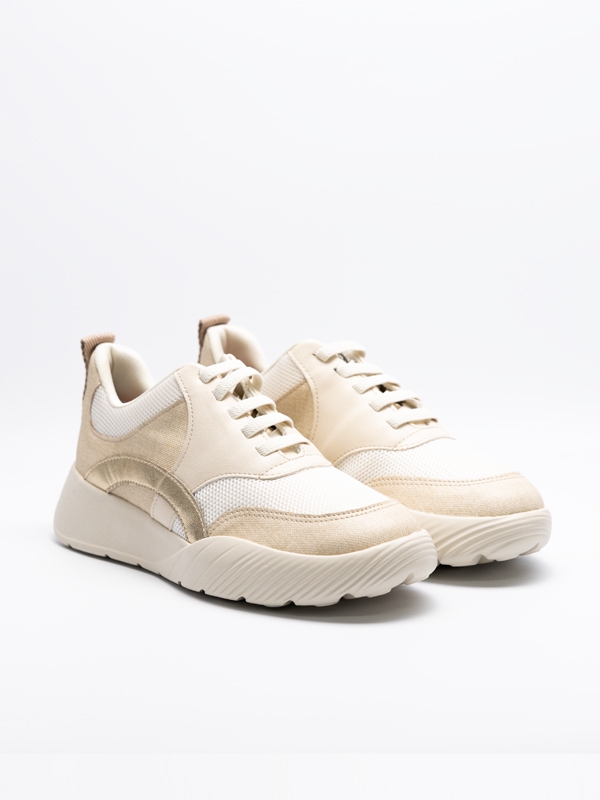 Sapatilhas Piccadilly, leves, linha conforto, cor bege, sem atacador