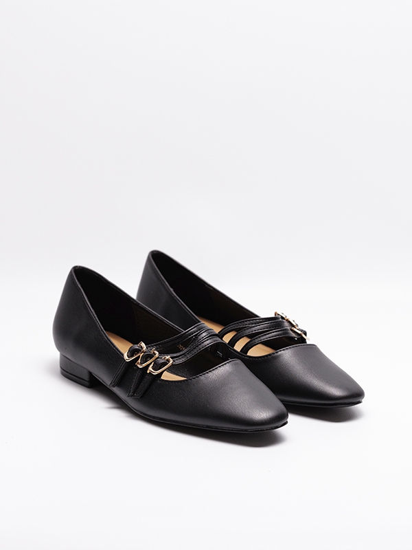 Sapatos senhora mary jane, cor preto, sola rasa