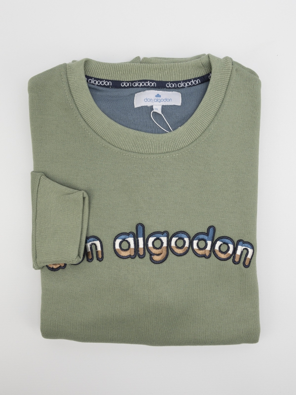 Sweat-Shirt homem don algodon, verde claro, decote redondo