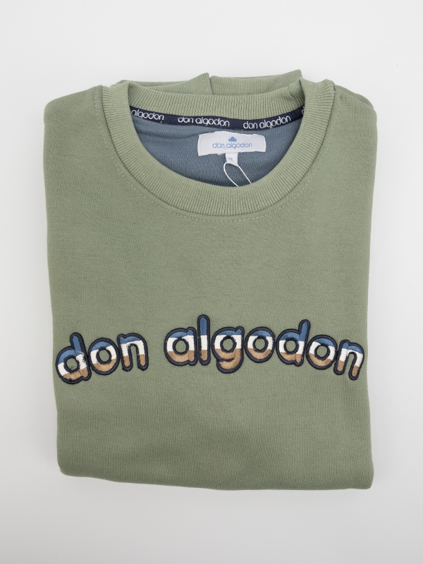 Sweat-Shirt homem don algodon, verde claro, decote redondo