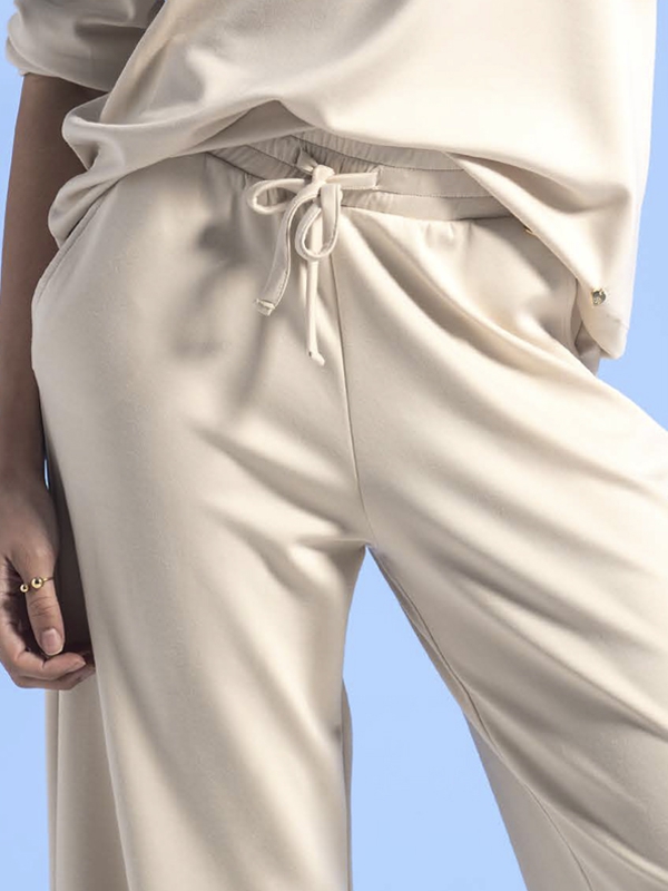 Calças largas, com elástico, perna larga, pantalone