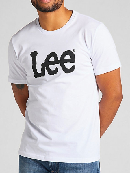 T-Shirt Homem Lee na Cor Branco com Logo Estampado a Preto