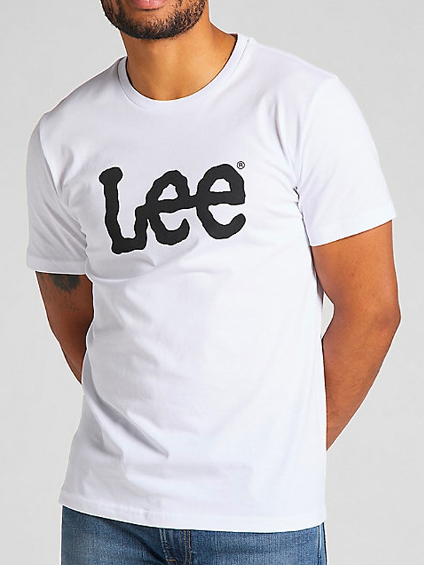 T-Shirt Homem Lee na Cor Branco com Logo Estampado a Preto