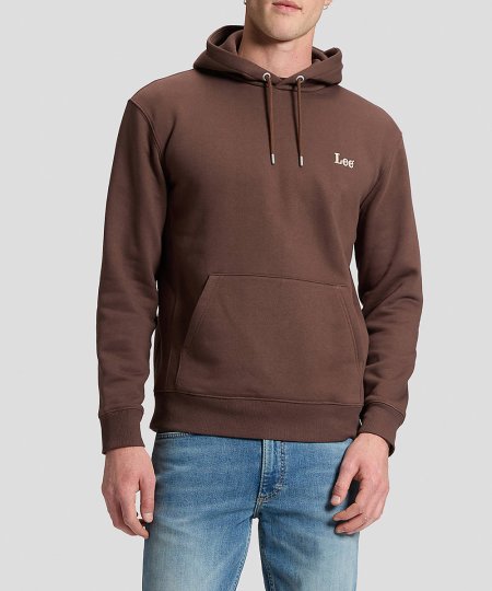 Sweatshirt Home, marca Lee, Hoodie, Capuz, manga comprida, cor chocolate, bolso.