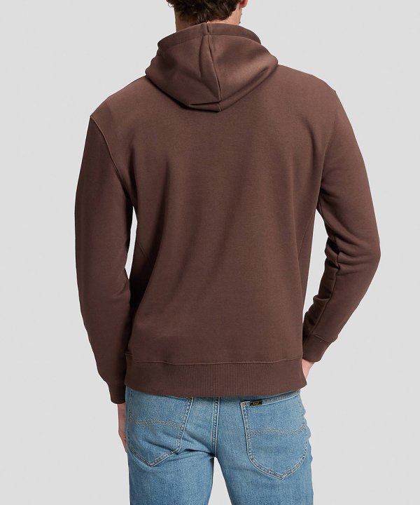 Sweatshirt Home, marca Lee, Hoodie, Capuz, manga comprida, cor chocolate, bolso.