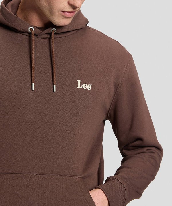 Sweatshirt Home, marca Lee, Hoodie, Capuz, manga comprida, cor chocolate, bolso.