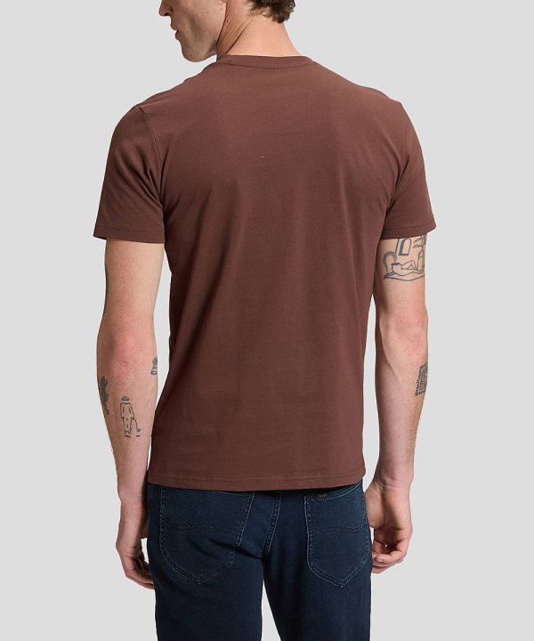 T-Shirt Homem Lee, Logotipo Pequeno no Lado, Decote Redondo, Cor Chocolate