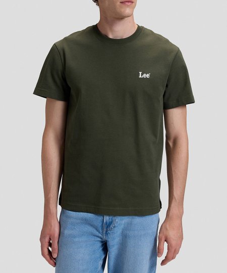 T-Shirt Homem Lee, Logotipo Bordado no Lado, Decote Redondo, Cor Verde