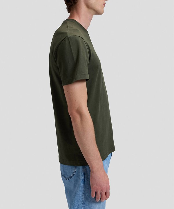 T-Shirt Homem Lee, Logotipo Bordado no Lado, Decote Redondo, Cor Verde