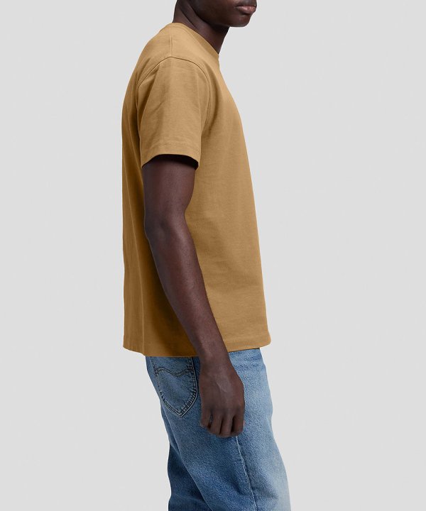 T-Shirt Homem Lee, Letras Bordadas no Lado, Decote Redondo, Cor khaki