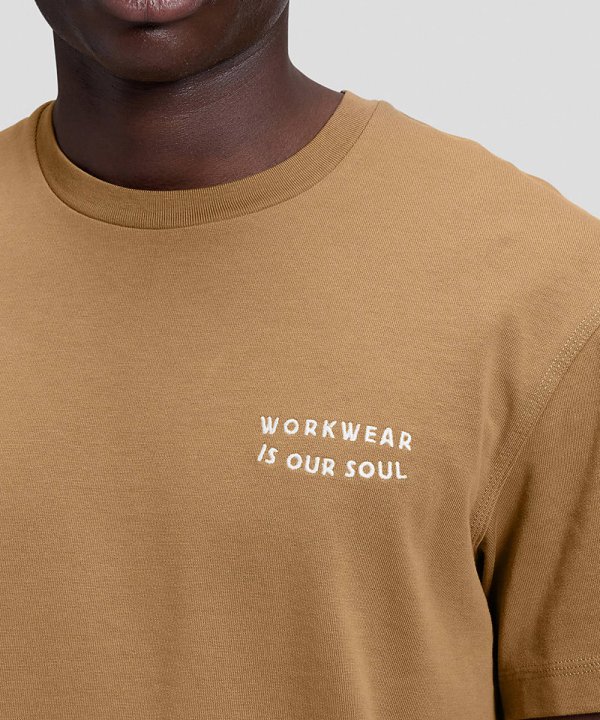 T-Shirt Homem Lee, Letras Bordadas no Lado, Decote Redondo, Cor khaki