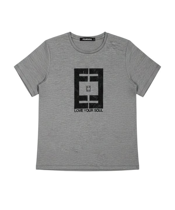 T-Shirt Senhora Foursoul, na Cor Cinza, Decote Redondo