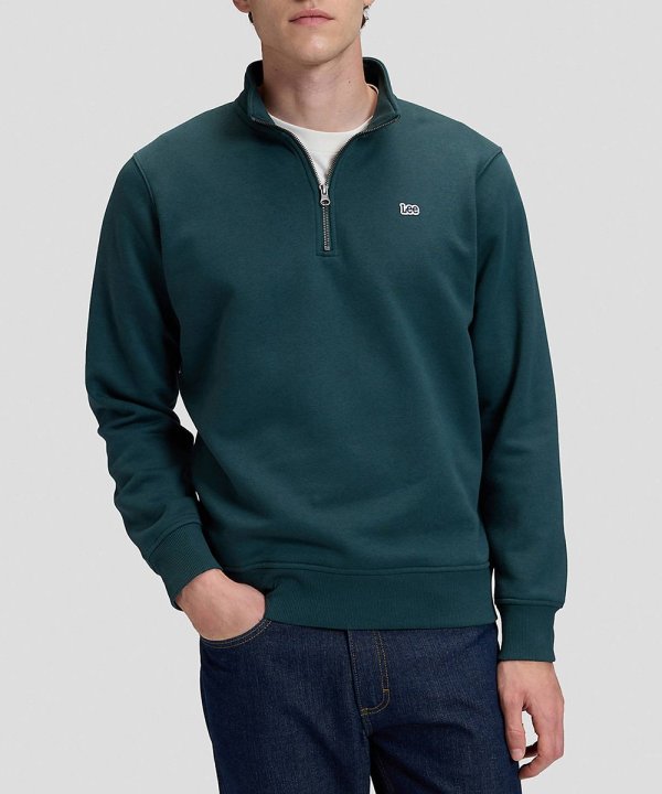 SweatShirt Homem Lee, com Fecho, Gola Baixa, Cor Verde Pinho