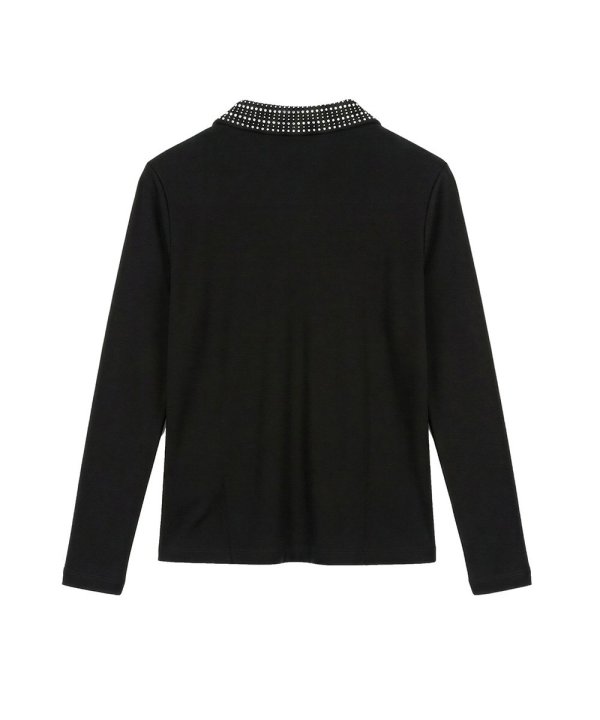 Camisola Polo Senhora Foursoul, em Malha, Pedras Brilhantes na Gola.