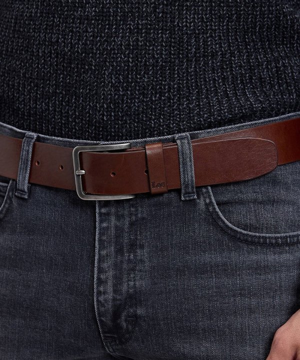 Cinto Homem Marca Lee, em Pele, na Cor Dark Brown — foto 2 de 2